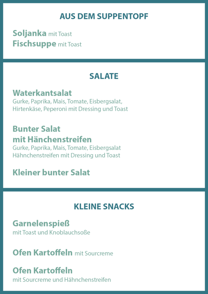 Speisekarte Strandperle Insel Poel