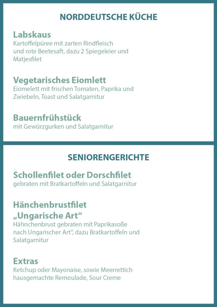 Speisekarte Strandperle Insel Poel